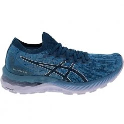 ASICS Gel Nimbus 23 Knit Running Shoes - Womens Grey Floss Mako Blue