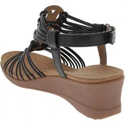 BareTraps Taren Womens Wedge Sandals Black -Rogan‘s Shoes shop BT TAREN BLK3