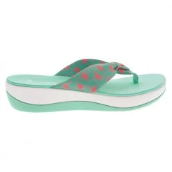 Rogan‘s Shoes shop 47 Clarks Arla Glison Flip Flops - Womens Aqua Textile Pink Flamingos