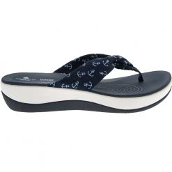 Clarks Arla Glison Flip Flops - Womens Navy Textile White Anchors