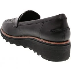 Clarks Sharon Gracie Slip On Casual Shoes - Womens Black White -Rogan‘s Shoes shop CX 26156252 BWH3