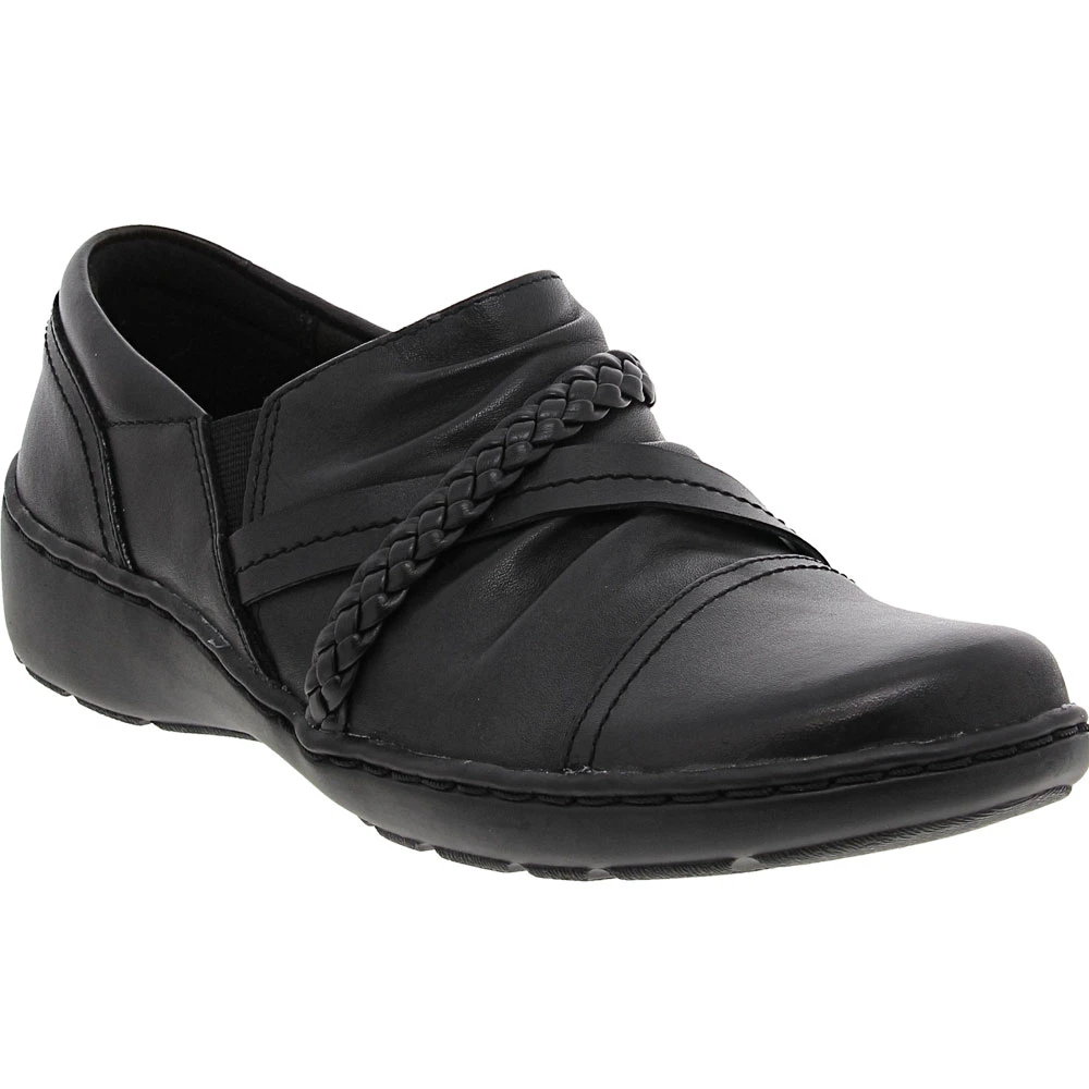 Clarks Cora Braid Slip On Casual Shoes - Womens Black 2 Clarks Cora Braid Slip On Casual Shoes - Womens Black - Image 2
