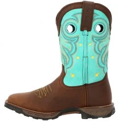 Durango Boots Durango Maverick DRD0419 Electric Blue Womens 10" Western Boots Peanut Brown Electric Blue -Rogan‘s Shoes shop DG DRD0419 BEB3