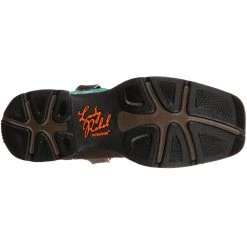 Durango Boots Durango Lady Rebel Turquoise Womens Safety Toe Work Boots Brown Turquoise -Rogan‘s Shoes shop DG DWRD022 BRN4