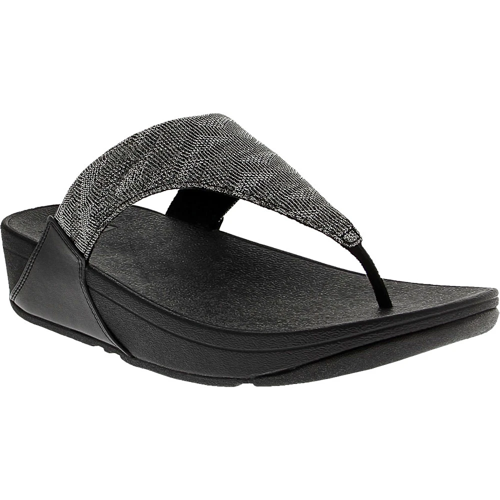 FitFlop Lulu Glitz Toe Post Flip Flops - Womens Black Black Black 2 FitFlop Lulu Glitz Toe Post Flip Flops - Womens Black Black Black - Image 2