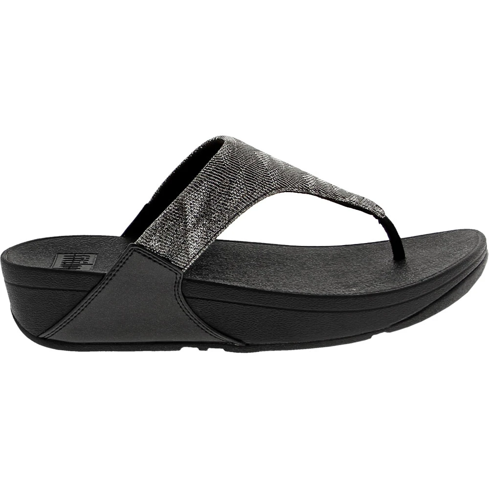 FitFlop Lulu Glitz Toe Post Flip Flops - Womens Black Black Black 1 FitFlop Lulu Glitz Toe Post Flip Flops - Womens Black Black Black