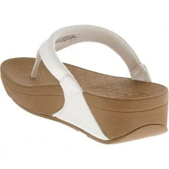 FitFlop Lulu Leather Post Flip Flop - Womens White Tan -Rogan‘s Shoes shop FF I88 001 WTN3