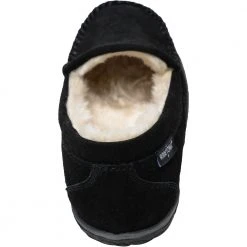 Minnetonka Moccasins Minnetonka Tempe Slippers - Womens Black -Rogan‘s Shoes shop MN 40121 BLK3