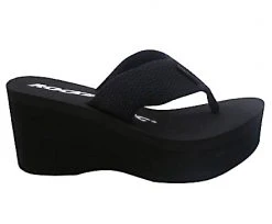 Rocket Dog Crush Wedge Flip Flop Sandals - Womens Black