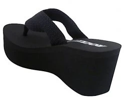 Rocket Dog Crush Wedge Flip Flop Sandals - Womens Black -Rogan‘s Shoes shop RD CRUSH BLK3