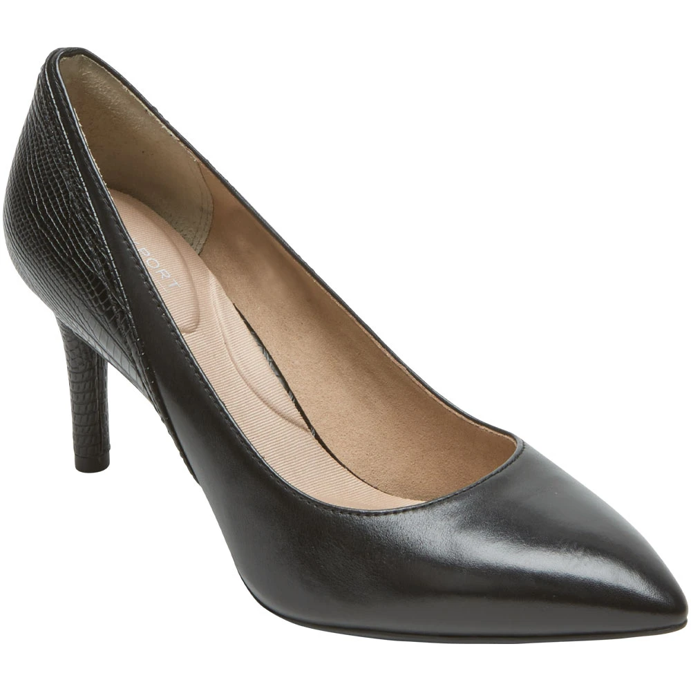 Rockport Tm 75mm Pieced Heel Dress Shoes - Womens Black Lizard 2 Rockport Tm 75mm Pieced Heel Dress Shoes - Womens Black Lizard - Image 2