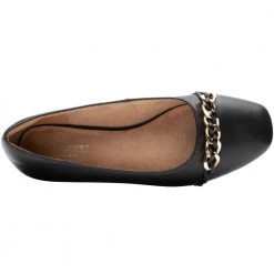 Rockport Zoie Chain Ballet Flat Slip On Casual Shoes - Womens Black -Rogan‘s Shoes shop RP CI9678 BLK3