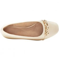 Rockport Zoie Chain Ballet Flat Slip On Casual Shoes - Womens Vanilla -Rogan‘s Shoes shop RP CI9678 VAN3