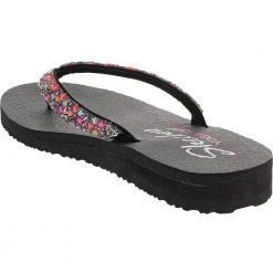 Skechers Meditation Daisy Delig Flip Flops - Womens Black -Rogan‘s Shoes shop SK 31559 BLK3