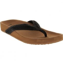 Sanuk She Loungy Hemp Flip Flops - Womens Black -Rogan‘s Shoes shop SU 1116475 BLK1