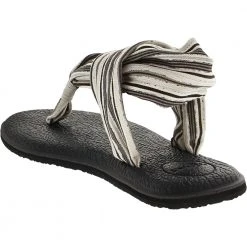 Sanuk Yoga Sling 2 Stripe Flip Flops - Womens Black Grey -Rogan‘s Shoes shop SU 1128416 XGY3