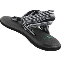 Sanuk Yoga Sling2 Flip Flops - Womens Black White -Rogan‘s Shoes shop SU SWS10001 BWH3