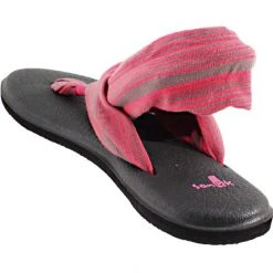Sanuk Yoga Sling2 Flip Flops - Womens Charcoal Pink -Rogan‘s Shoes shop SU SWS10001 PNK3