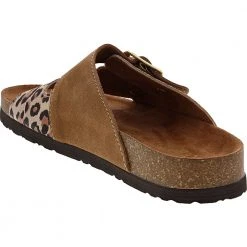 White Mountain Hippy Sandals - Womens Leopard New Chestnut -Rogan‘s Shoes shop WM W33009 TAN3